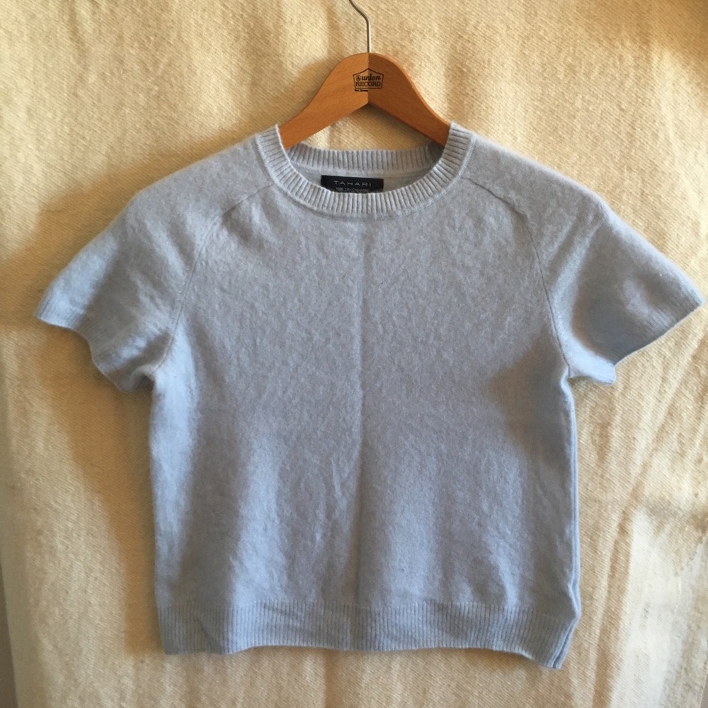 Tahari Light Blue Crew Neck Sweater